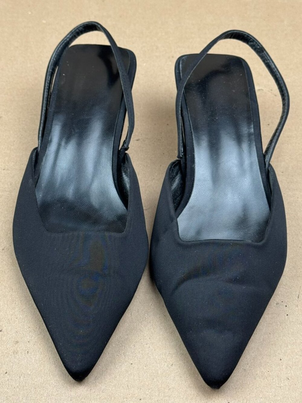 Women's Black Pointed Toe Slingback Kitten Heels Size 10-10.5 (EU 41)